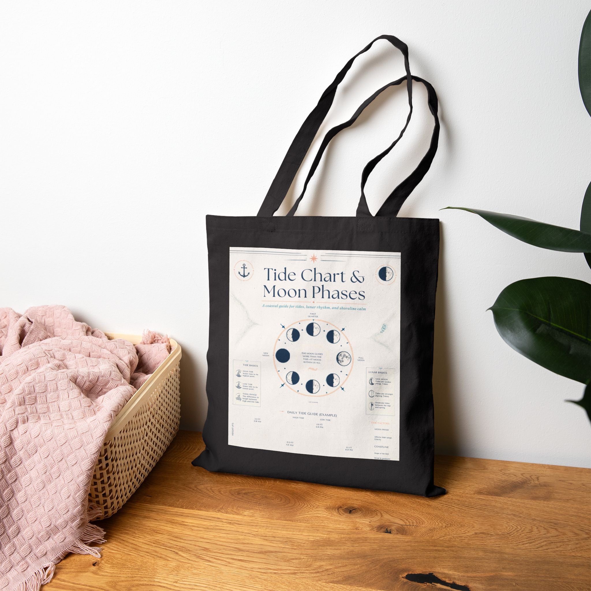 Tote Bag — Tide Chart & Moon Phases Canvas Tote